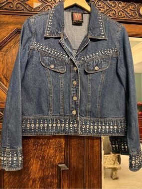 Medium Studded Dark Blue Denim Jacket by Gordon & James